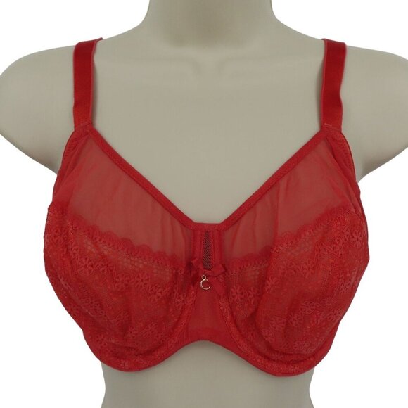 Chantelle 30H US Underwire Bra Coral Orange Lace Revele Moi Perfect FIt C15710 - Picture 1 of 15